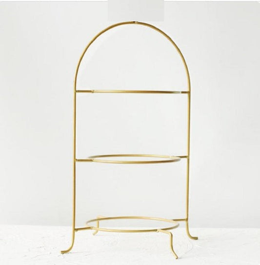 Golden Iron Organizer with 3 Plates for Kitchen & Office