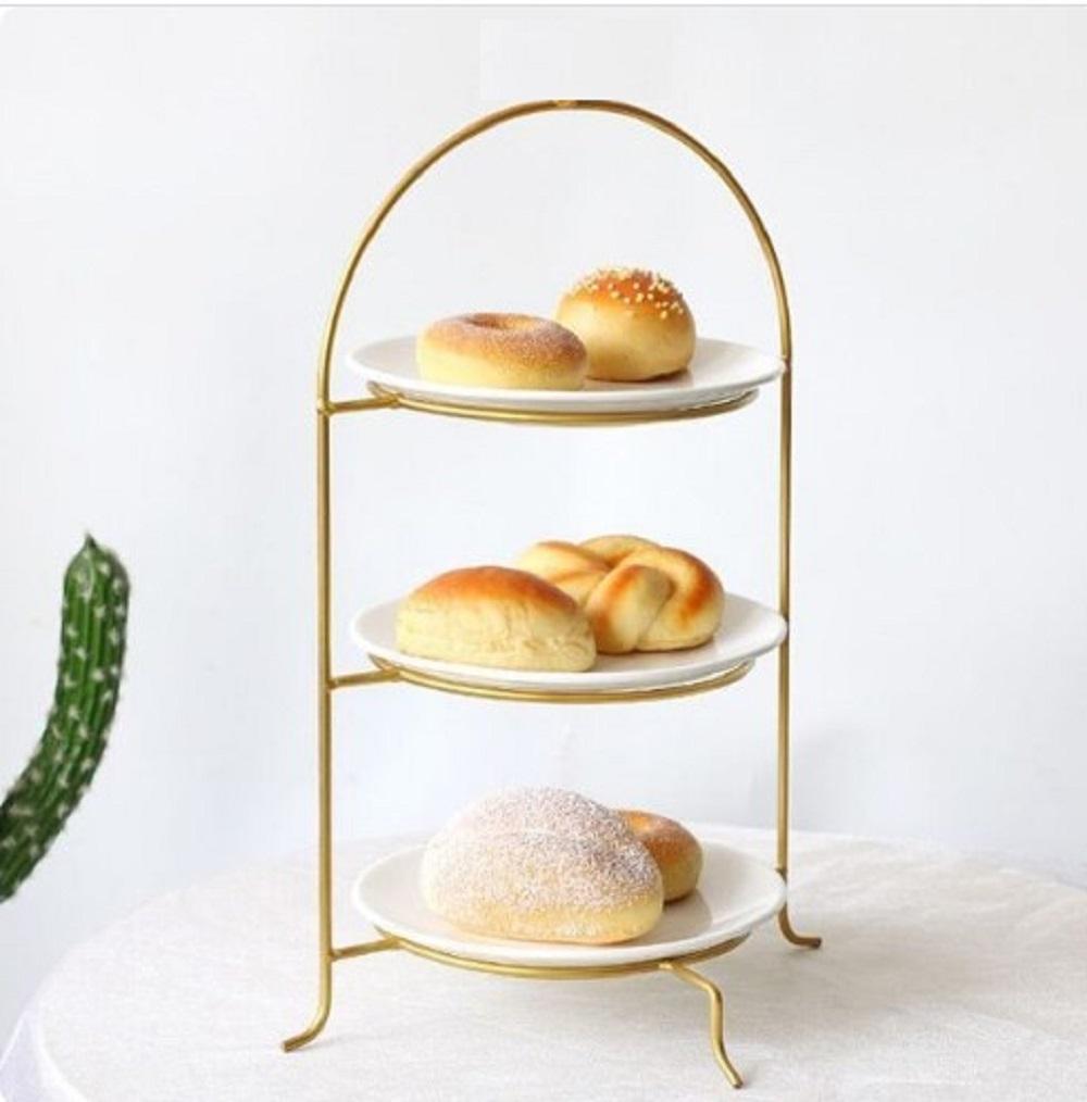 Golden Iron Organizer with 3 Plates for Kitchen & Office