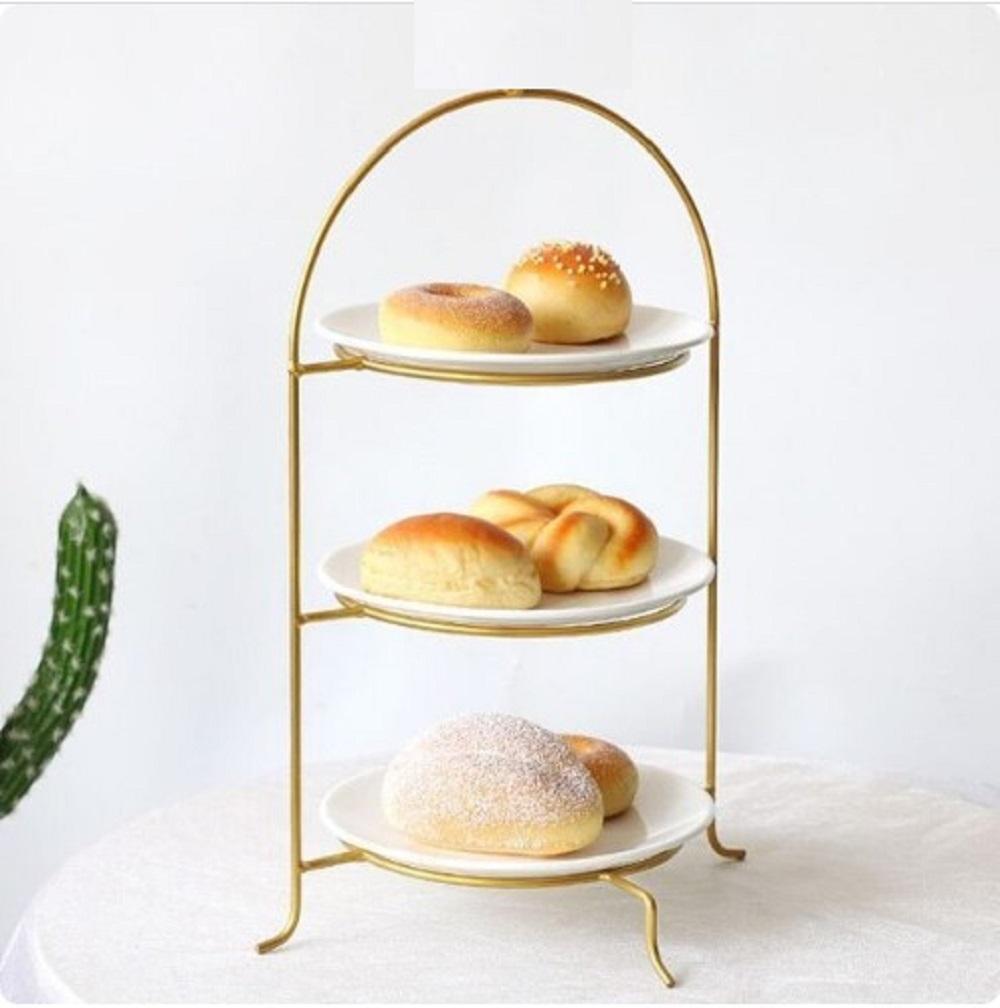 Golden Iron Organizer with 3 Plates for Kitchen & Office